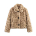 Women's 2025 new fashion faux fur effect short lapel Coat