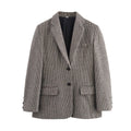 Women's casual single breasted checkered Blazer Coat