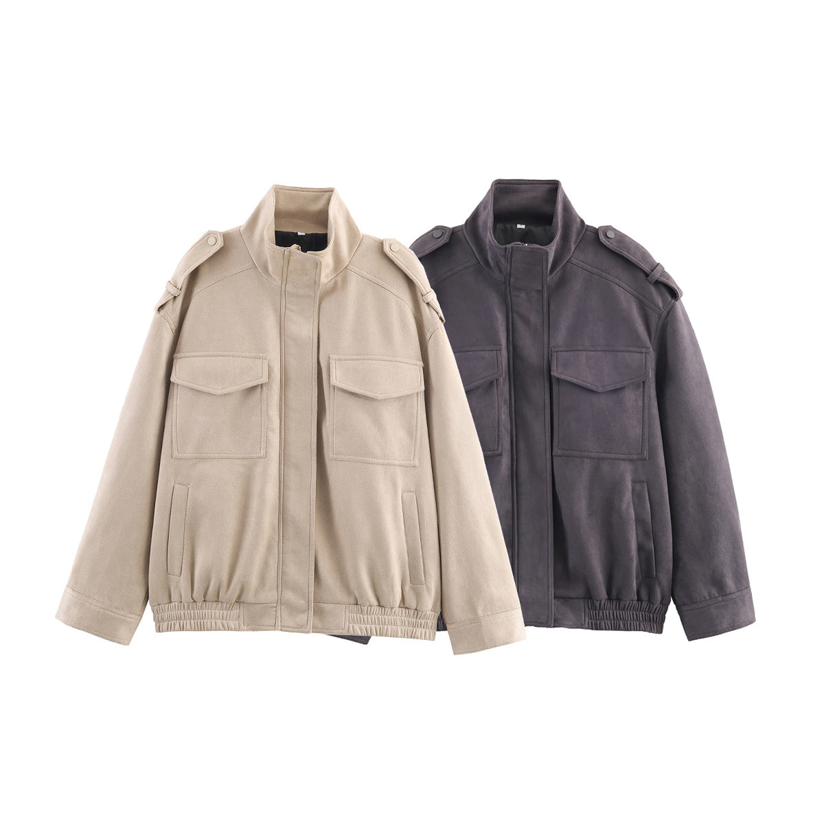 Women's new fashion suede loose stand collar jacket Coat