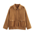 Women's 2025 new fashion suede texture loose flying jacket Coat