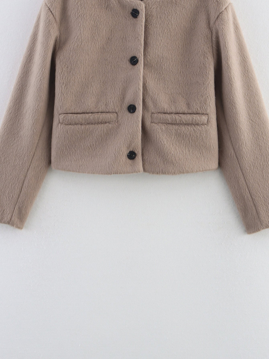 Women's short round neck wool blend Coat