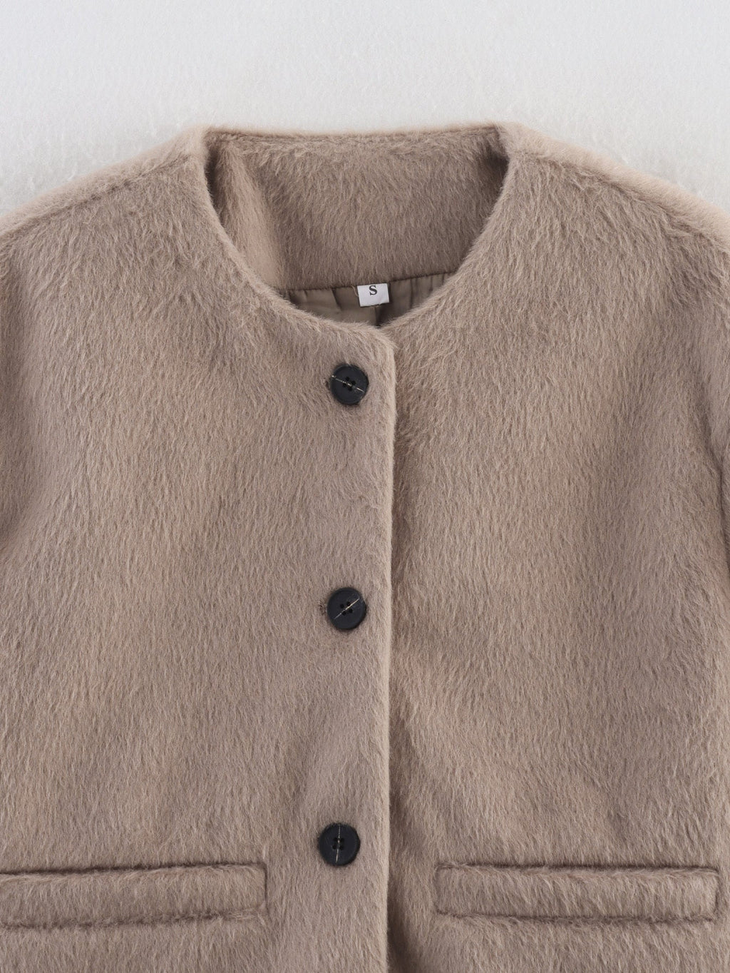 Women's short round neck wool blend Coat
