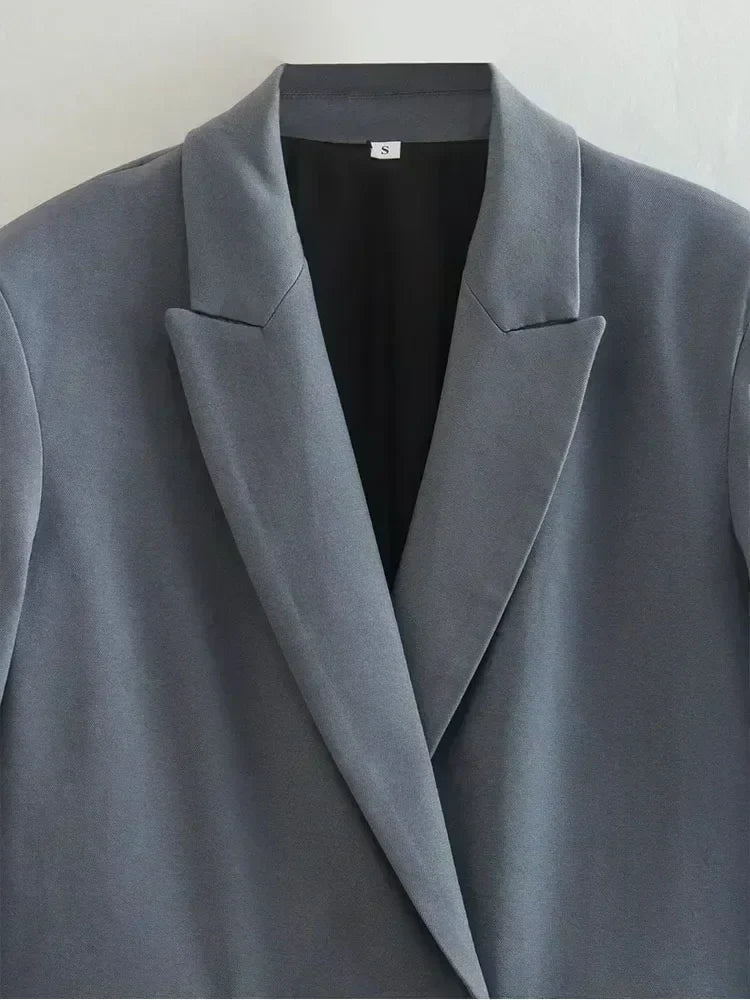 Women 2023 New Fashion Double Button Four Colors Blazer Coat Vintage Long Sleeve Female Outerwear Chic Femme