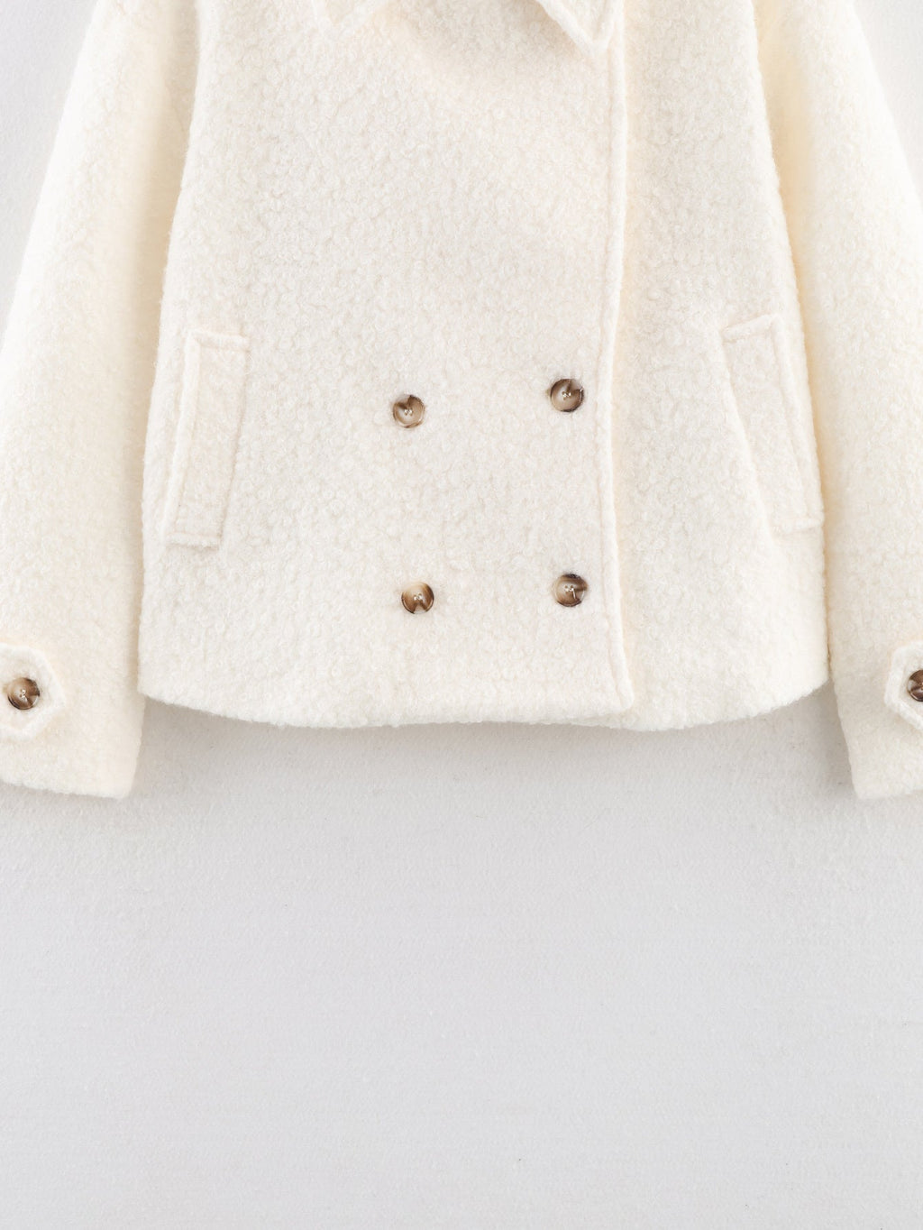 Women's loose double breasted looped fleece Coat