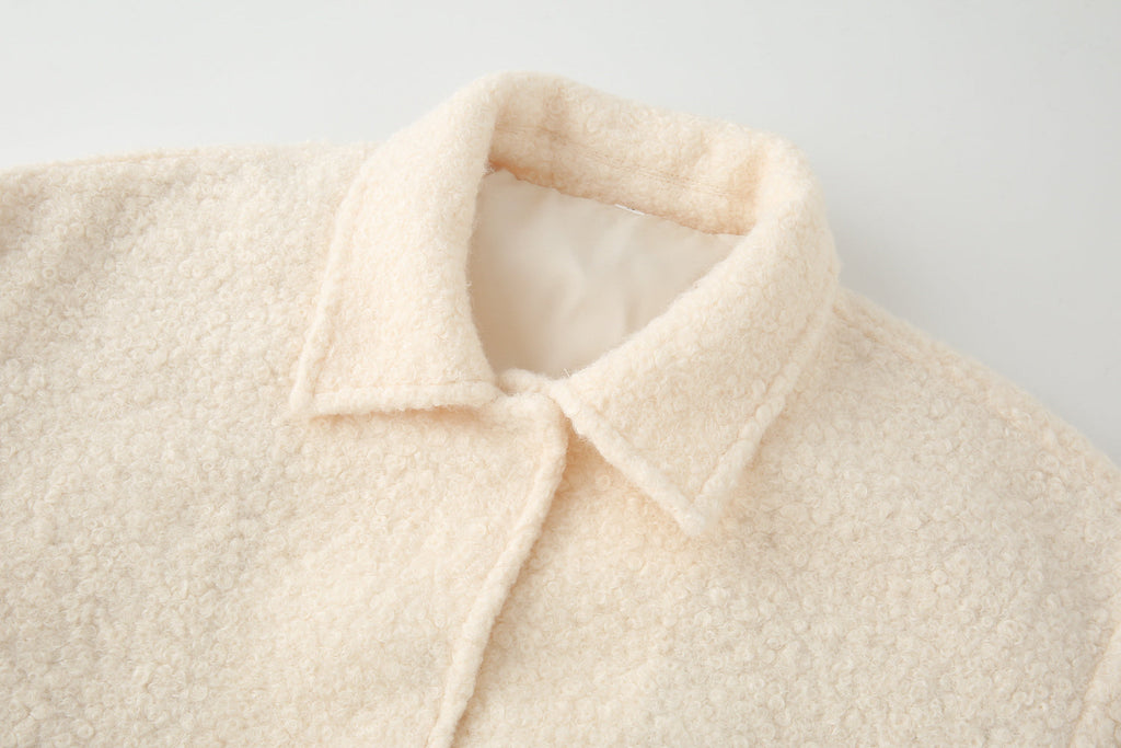 Women's loose Lapel casual woolen blend coat